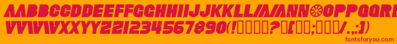 Fonte SfFortuneWheelItalic – fontes vermelhas em um fundo laranja