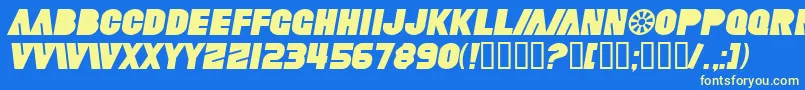 SfFortuneWheelItalic Font – Yellow Fonts on Blue Background