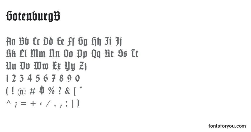 Czcionka GotenburgB – alfabet, cyfry, specjalne znaki