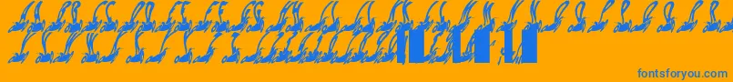 Habspasshavefun-Schriftart – Blaue Schriften auf orangefarbenem Hintergrund