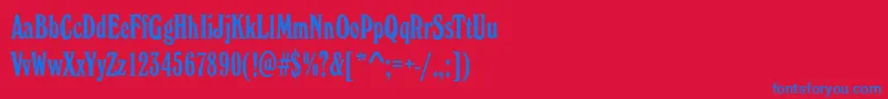 WhitehallElongatedRegular-Schriftart – Blaue Schriften auf rotem Hintergrund