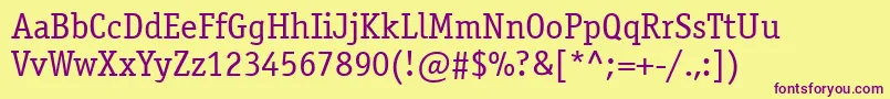 Officinaserifctt Font – Purple Fonts on Yellow Background