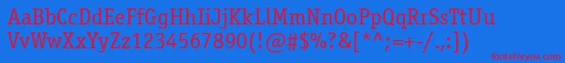 Officinaserifctt Font – Red Fonts on Blue Background