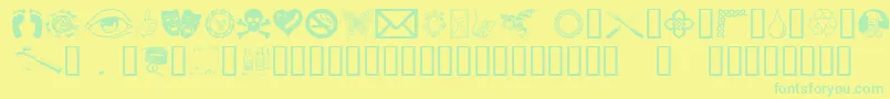 OddsNSods Font – Green Fonts on Yellow Background