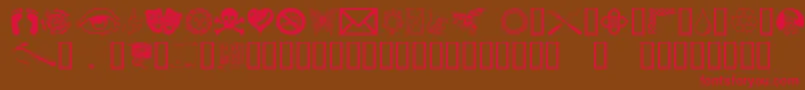フォントOddsNSods – 赤い文字が茶色の背景にあります。