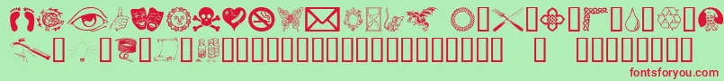 OddsNSods Font – Red Fonts on Green Background