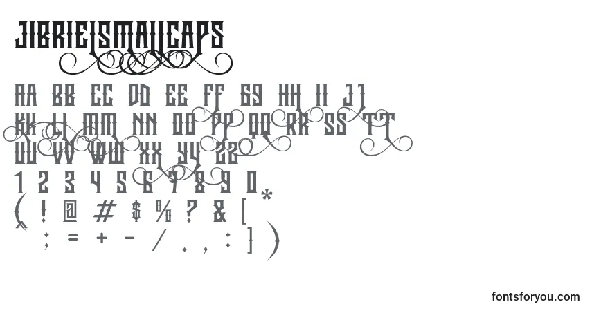 Czcionka JibrielSmallCaps – alfabet, cyfry, specjalne znaki