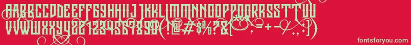 JibrielSmallCaps Font – Green Fonts on Red Background