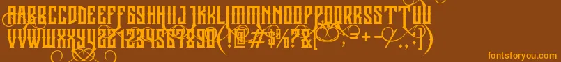 JibrielSmallCaps Font – Orange Fonts on Brown Background