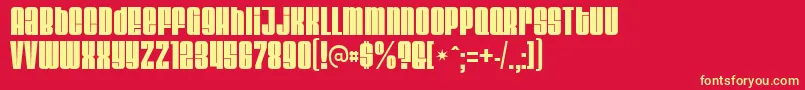 Velvendamegablack-Schriftart – Gelbe Schriften auf rotem Hintergrund