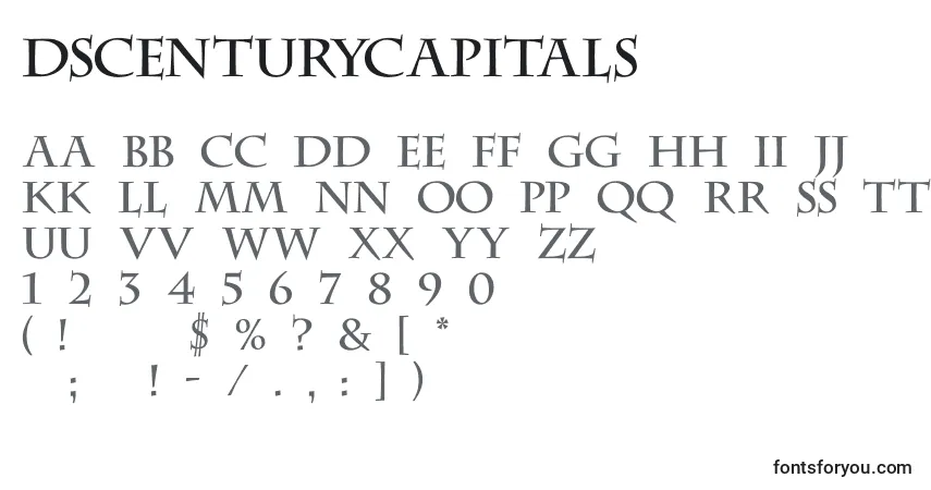 A fonte DsCenturycapitals – alfabeto, números, caracteres especiais