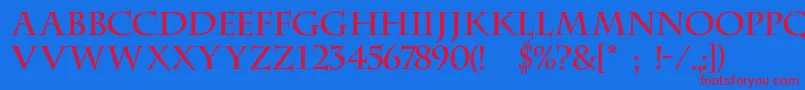 DsCenturycapitals Font – Red Fonts on Blue Background