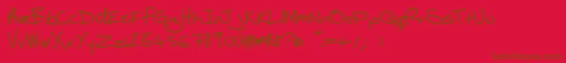 Więcej informacji o czcionce Thebestofmylovebold Czcionka Thebestofmylovebold – brązowe czcionki na czerwonym tle