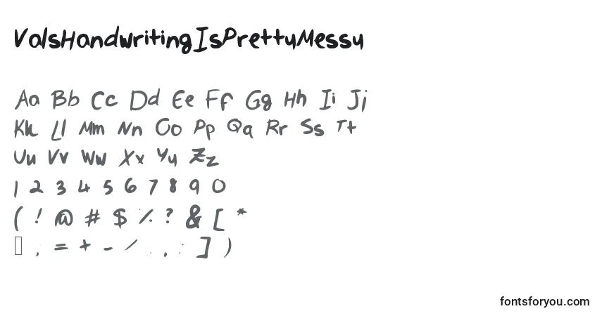 Schriftart ValsHandwritingIsPrettyMessy – Alphabet, Zahlen, spezielle Symbole