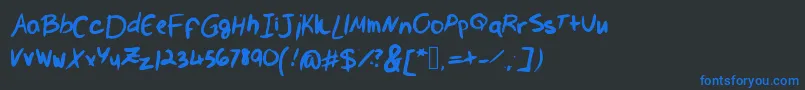 ValsHandwritingIsPrettyMessy Font – Blue Fonts on Black Background