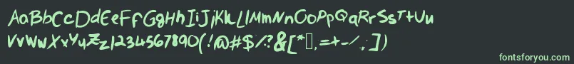 Шрифт ValsHandwritingIsPrettyMessy – зелёные шрифты на чёрном фоне