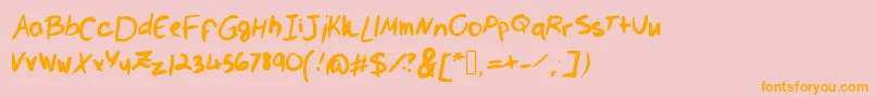 ValsHandwritingIsPrettyMessy Font – Orange Fonts on Pink Background