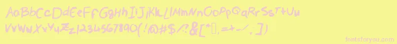 ValsHandwritingIsPrettyMessy Font – Pink Fonts on Yellow Background