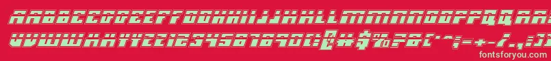 フォントMicronianlaacadi – 赤い背景に緑の文字