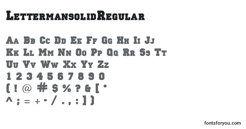 A fonte LettermansolidRegular – alfabeto, números, caracteres especiais