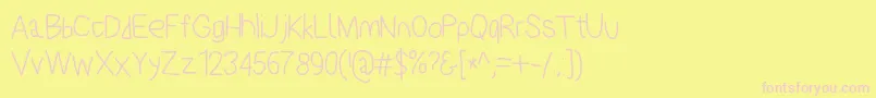 Polanstronk-Schriftart – Rosa Schriften auf gelbem Hintergrund