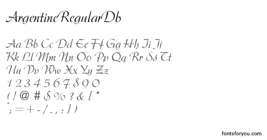 A fonte ArgentineRegularDb – alfabeto, números, caracteres especiais