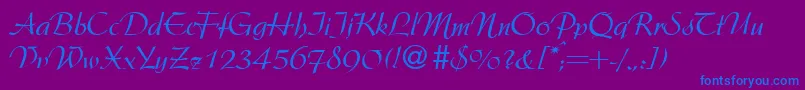 フォントArgentineRegularDb – 紫色の背景に青い文字