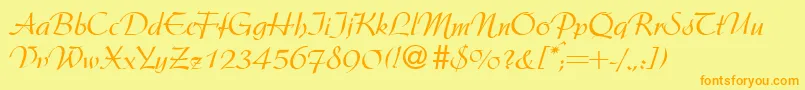 フォントArgentineRegularDb – オレンジの文字が黄色の背景にあります。