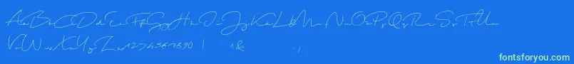 ShoppingScriptDemo-Schriftart – Grüne Schriften auf blauem Hintergrund