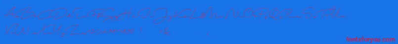 ShoppingScriptDemo-Schriftart – Rote Schriften auf blauem Hintergrund