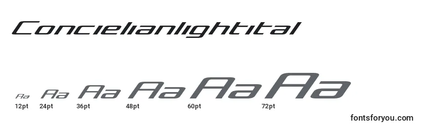 Concielianlightital Font Sizes