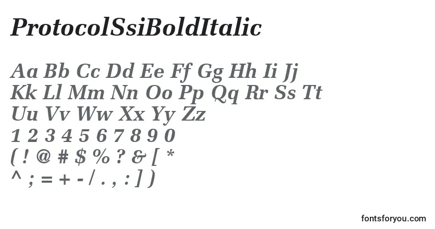 Schriftart ProtocolSsiBoldItalic – Alphabet, Zahlen, spezielle Symbole