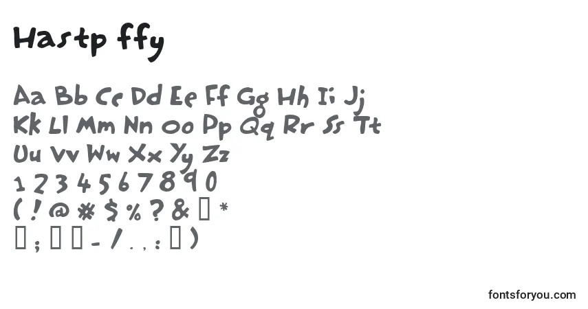 A fonte Hastp ffy – alfabeto, números, caracteres especiais