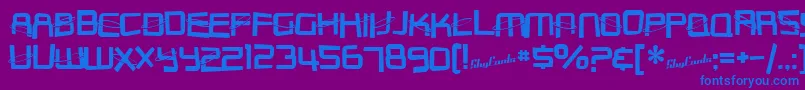 Шрифт SfOuterLimitsDistupright – синие шрифты на фиолетовом фоне