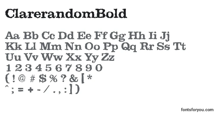 Czcionka ClarerandomBold – alfabet, cyfry, specjalne znaki