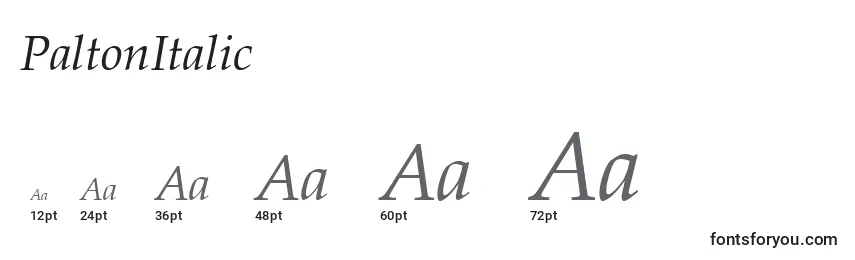 Размеры шрифта PaltonItalic