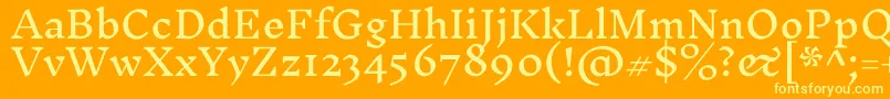 Weitere Informationen zur InknutantiquaRegular-Schriftart InknutantiquaRegular-Schriftart – Gelbe Schriften auf orangefarbenem Hintergrund