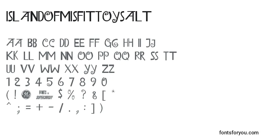 Czcionka IslandOfMisfitToysAlt – alfabet, cyfry, specjalne znaki