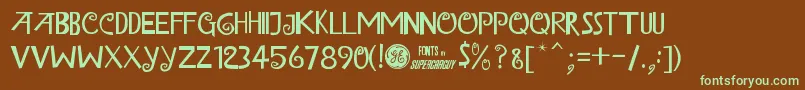 IslandOfMisfitToysAlt-fontti – vihreät fontit ruskealla taustalla