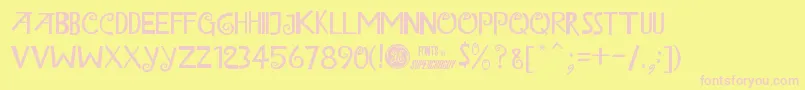 IslandOfMisfitToysAlt-fontti – vaaleanpunaiset fontit keltaisella taustalla