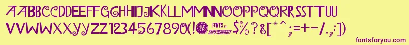 IslandOfMisfitToysAlt Font – Purple Fonts on Yellow Background