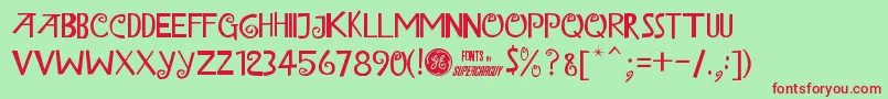 IslandOfMisfitToysAlt-fontti – punaiset fontit vihreällä taustalla