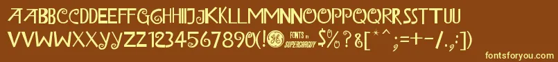 IslandOfMisfitToysAlt-fontti – keltaiset fontit ruskealla taustalla