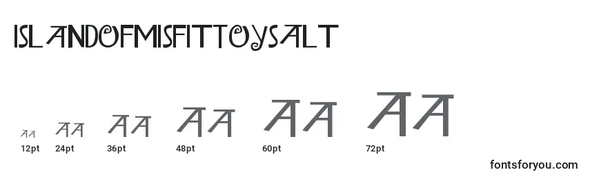 Größen der Schriftart IslandOfMisfitToysAlt