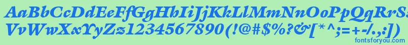 Шрифт ItcGalliardLtUltraItalic – синие шрифты на зелёном фоне