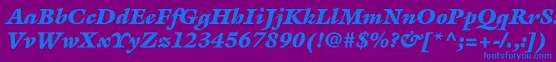 フォントItcGalliardLtUltraItalic – 紫色の背景に青い文字