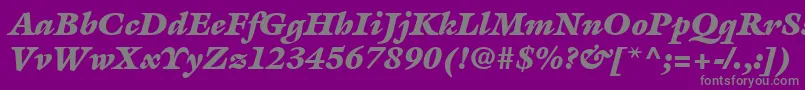Fonte ItcGalliardLtUltraItalic – fontes cinzas em um fundo violeta