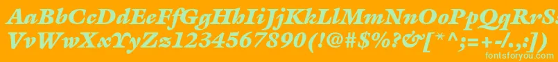 ItcGalliardLtUltraItalic-Schriftart – Grüne Schriften auf orangefarbenem Hintergrund