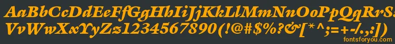 ItcGalliardLtUltraItalic-fontti – oranssit fontit mustalla taustalla