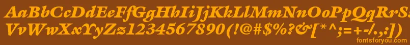ItcGalliardLtUltraItalic-Schriftart – Orangefarbene Schriften auf braunem Hintergrund